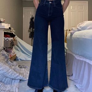 High waisted wide flare leg Zara dark jeans NWOT